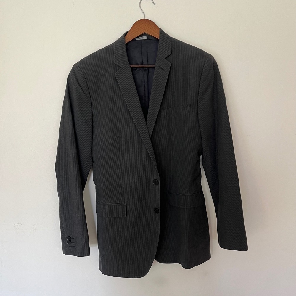 Dolce & Gabbana Mens Pinstripe Blazer Grey Cotton Sport Coat G1Z3MT Italy 48 IT
